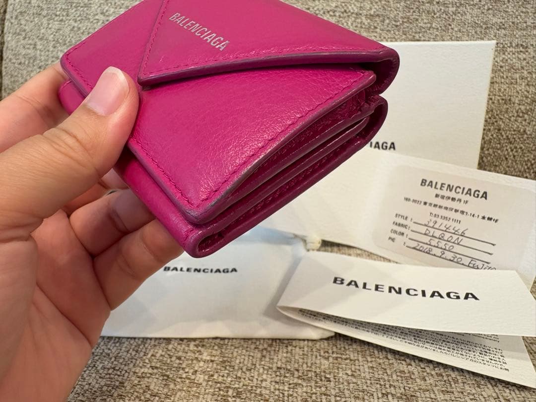 こじろうさん専用BALENCIAGA 三つ折り財布 ピンク　ミニ財布
