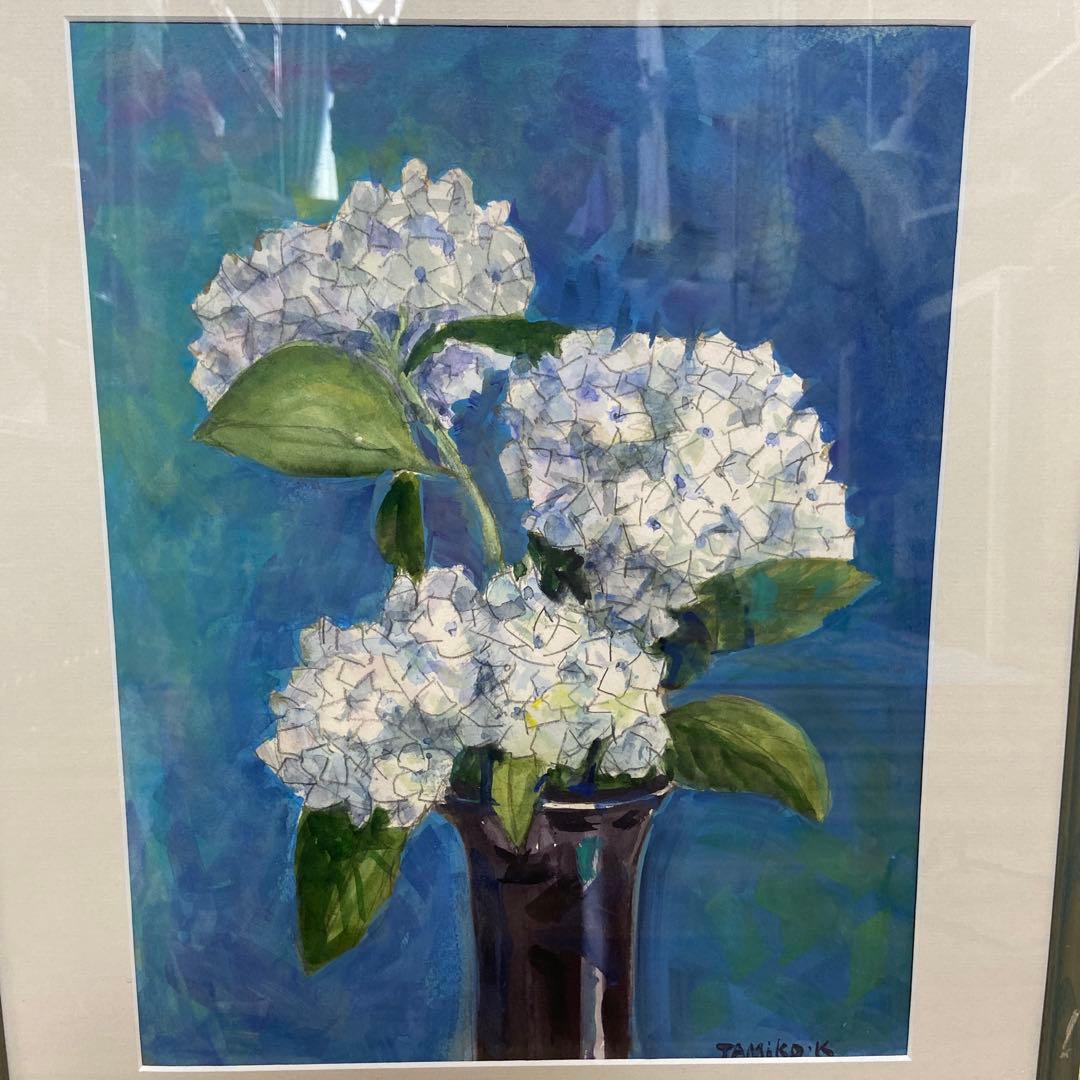 水彩画　紫陽花　アジサイ