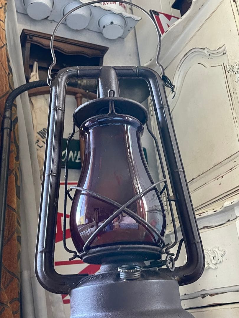 アンティーク　ランタン　デイツ　レッド　オイル　ランプ　100年　アメリカ　レア