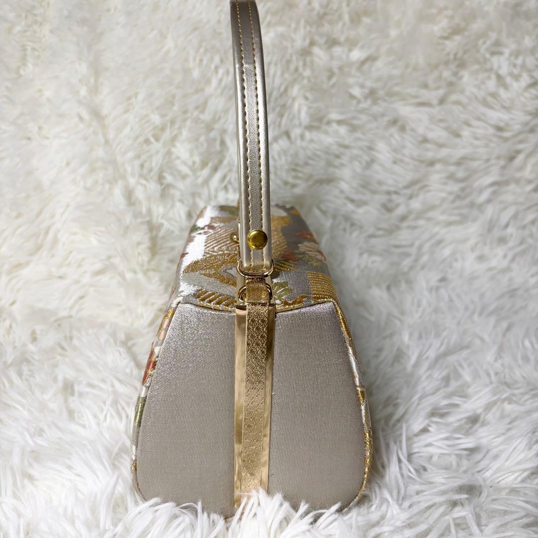 和装 フォーマルバッグ 金襴 花文様 シャンパンゴールド 式典 留袖 訪問着