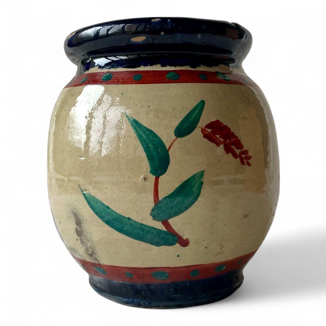 【希少】小橋川仁王 赤絵 水指 共箱 茶道具 花瓶 民藝 陶器 壺屋焼 やちむん