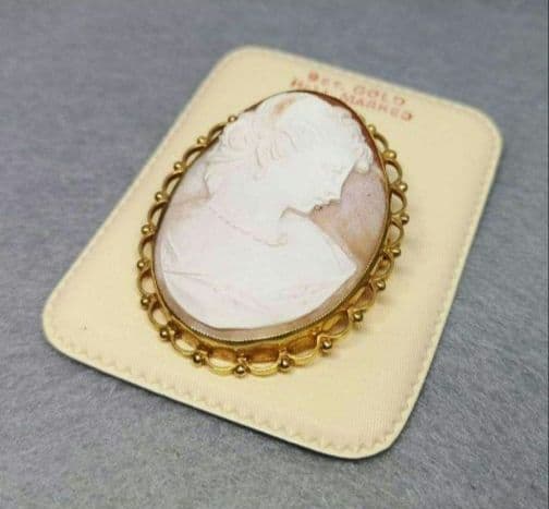 9CT　GOLD HALL MARKED　カメオ　2WAY　ブローチ　ペンダント