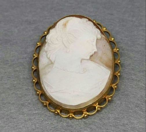 9CT　GOLD HALL MARKED　カメオ　2WAY　ブローチ　ペンダント