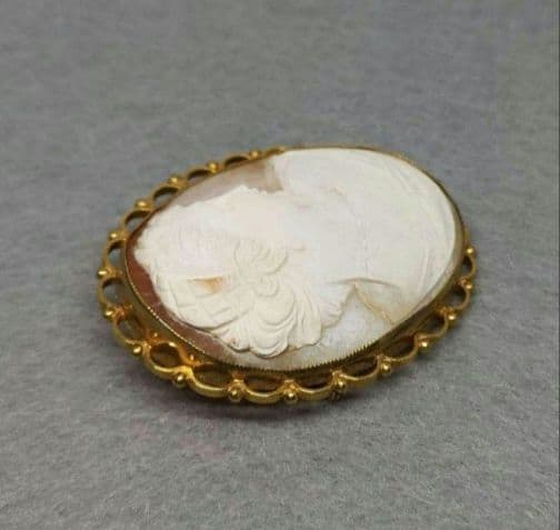 9CT　GOLD HALL MARKED　カメオ　2WAY　ブローチ　ペンダント