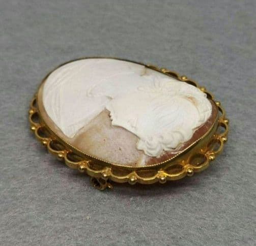 9CT　GOLD HALL MARKED　カメオ　2WAY　ブローチ　ペンダント