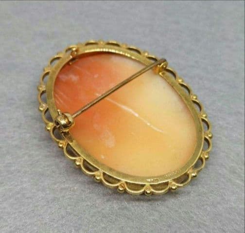 9CT　GOLD HALL MARKED　カメオ　2WAY　ブローチ　ペンダント