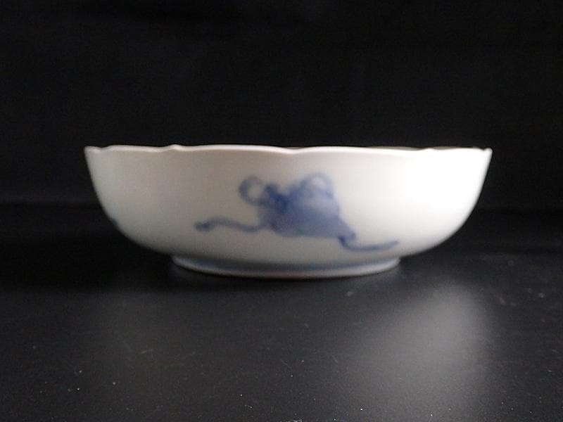 古伊万里　金襴手　熨斗に宝珠　山水の図　膾皿　３客　D761A-BHj