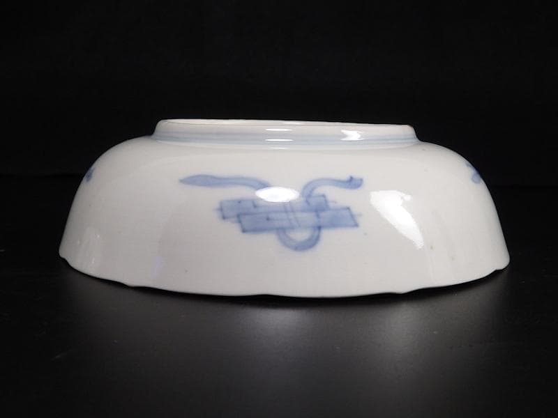 古伊万里　金襴手　熨斗に宝珠　山水の図　膾皿　３客　D761A-BHj