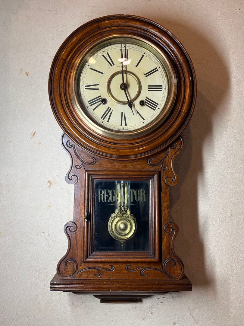 愛知時計　ユニーク型　柱時計　古時計　振り子　レトロ　ゼンマイ　精工舎　ボンボン