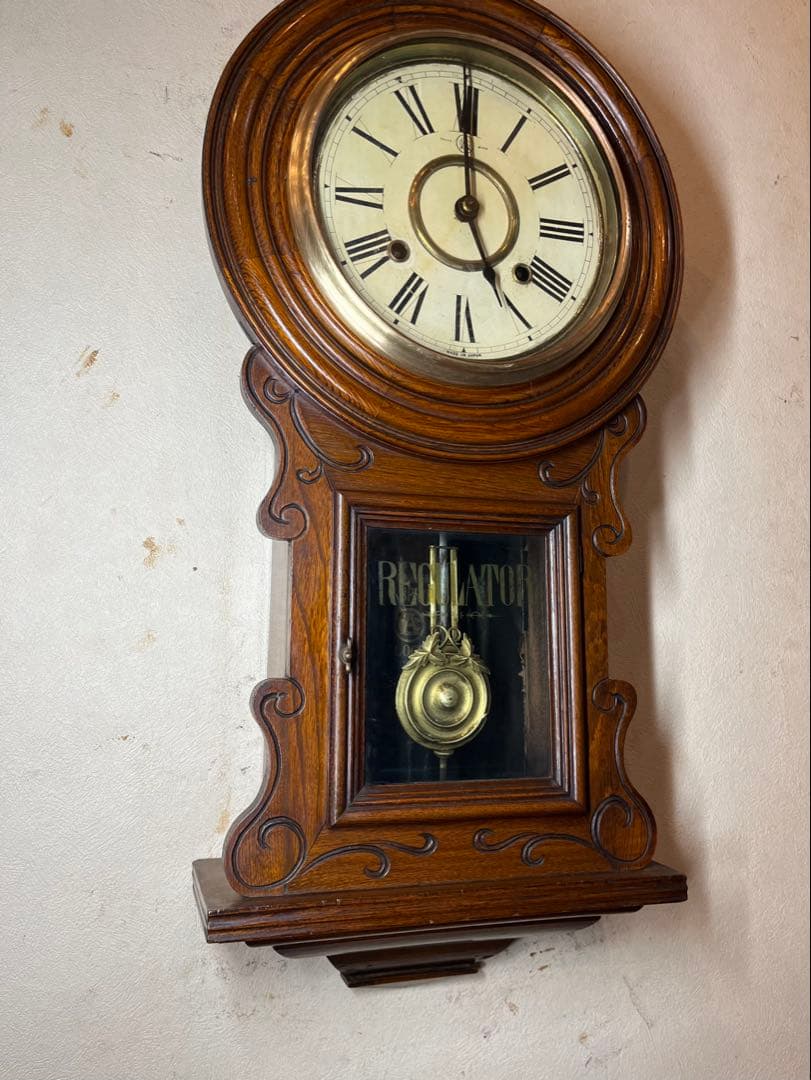 愛知時計　ユニーク型　柱時計　古時計　振り子　レトロ　ゼンマイ　精工舎　ボンボン