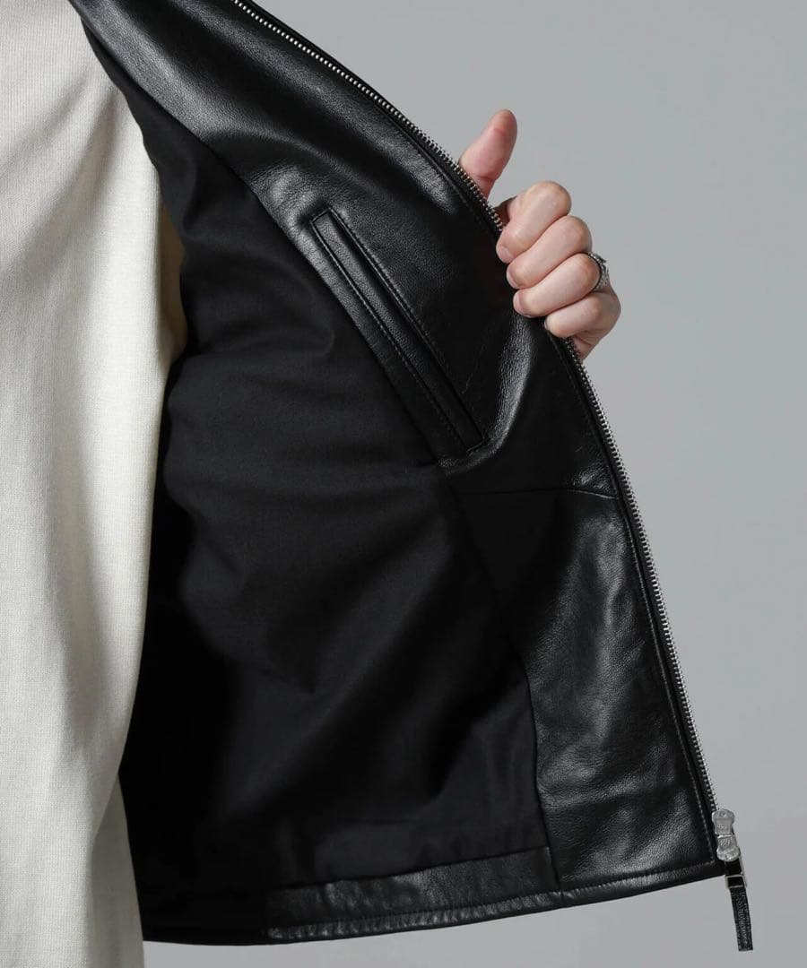 新品　ライトラムナッパシングルライダース　nano universe 羊革