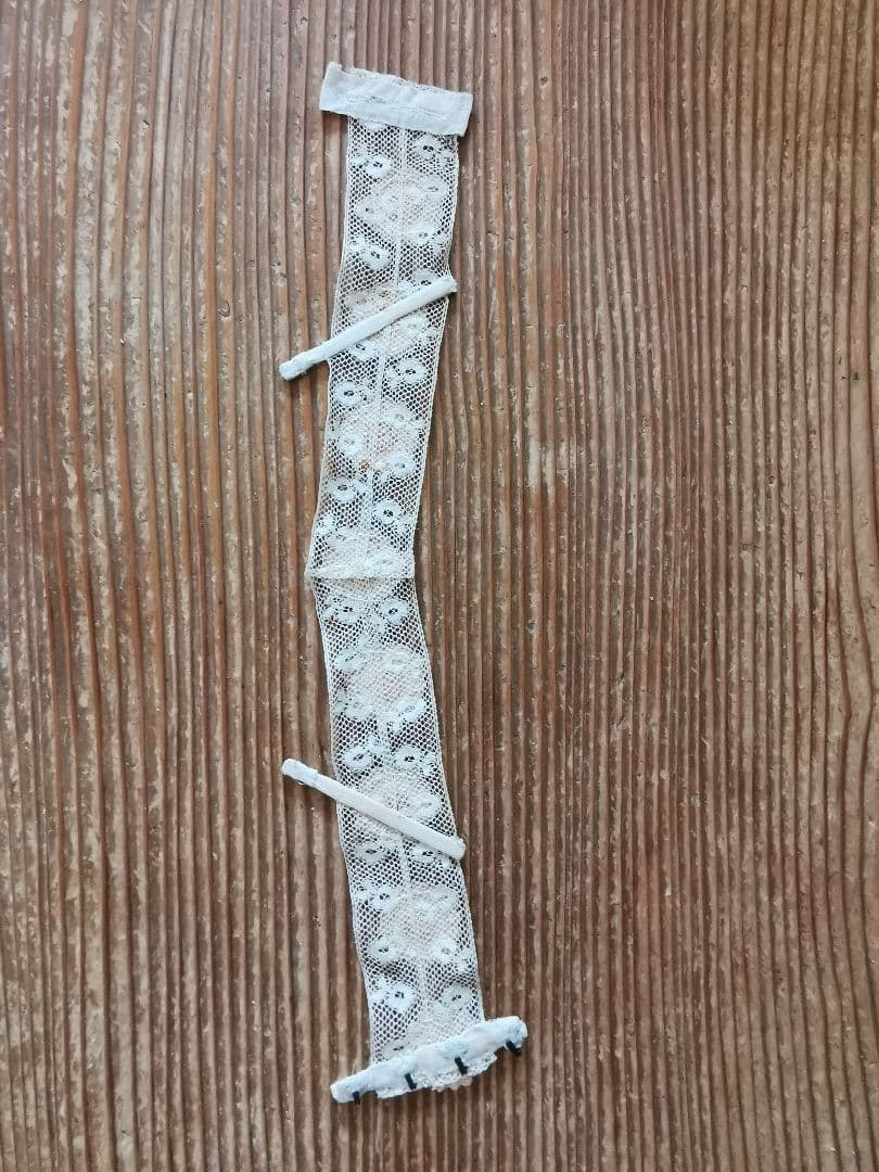 アンティークフランス 付け襟＆ウェストベルト ヴァレンシエンヌ＆花刺繍アップリケ