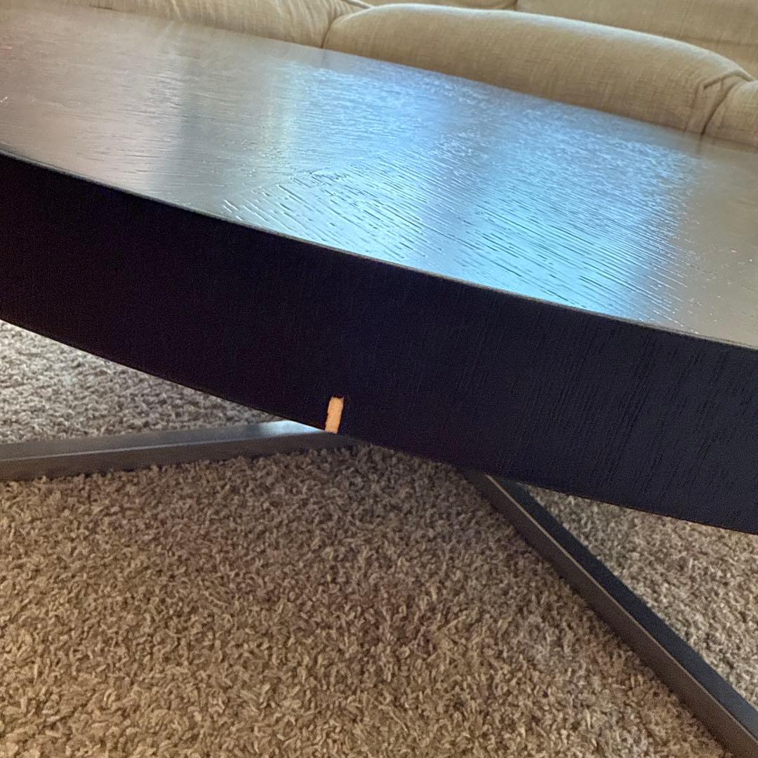 円形黒木製テーブル 金属脚付き　アクタス　ACTUS ローテーブル　MAXXA