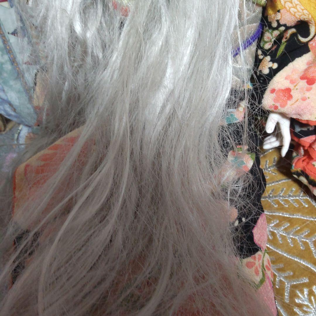 シルバー髪の着物人形 創作人形