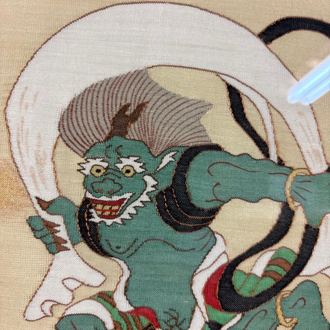 織物　風神雷神図　額装