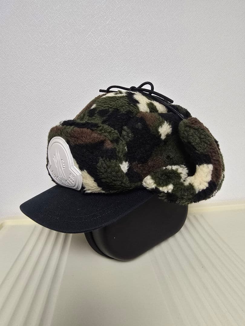 【極レア/極美品】MONCLER カモフラ ボア フライトキャップ ビッグロゴ