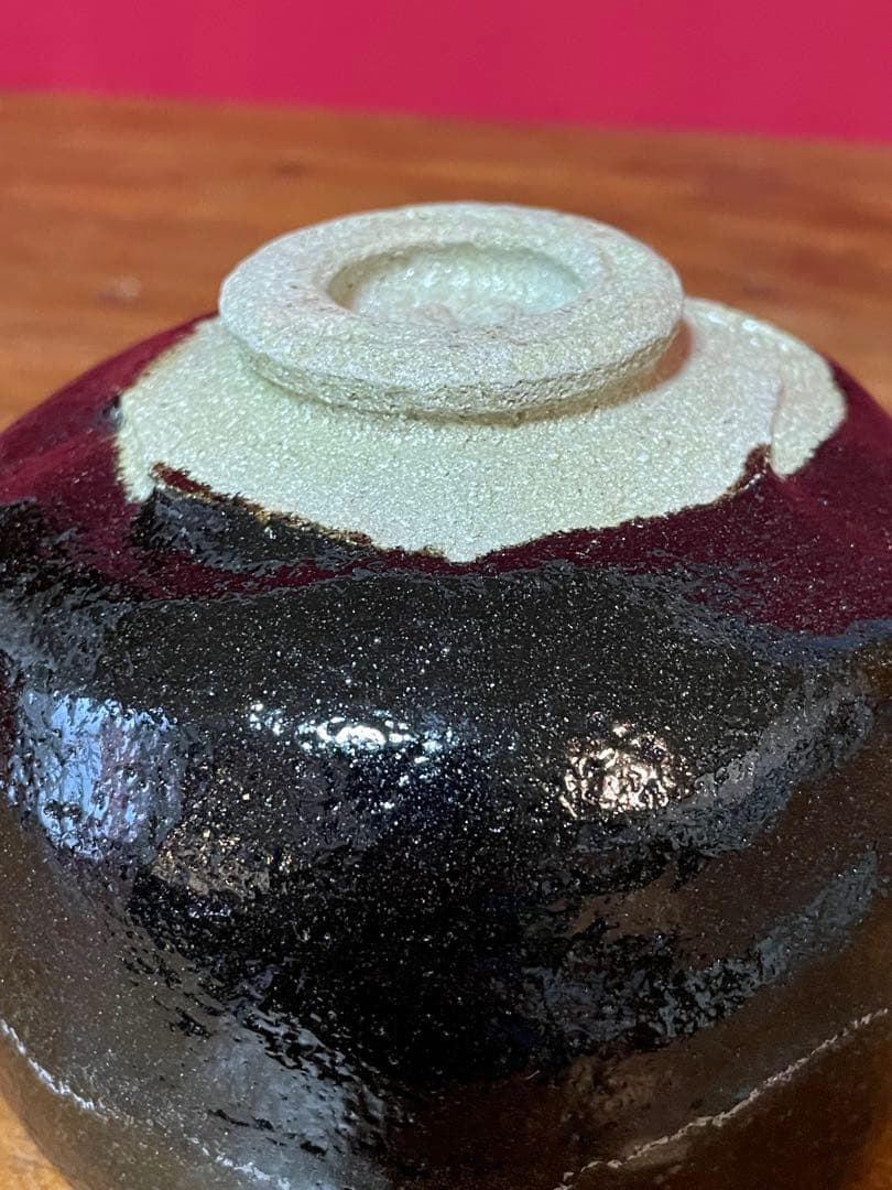 高台寺窯 白幕くすり 黒茶碗 銘:松風 裏千家 井口海仙(淡々斎弟) 書付共箱