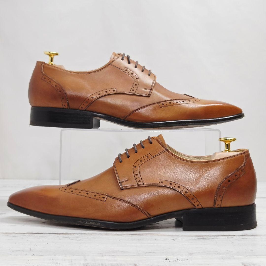ZUO 南青山 高級 本革 外羽根 ウィングチップ ドレスシューズ 茶 27㎝