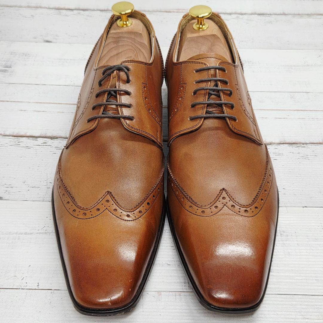 ZUO 南青山 高級 本革 外羽根 ウィングチップ ドレスシューズ 茶 27㎝