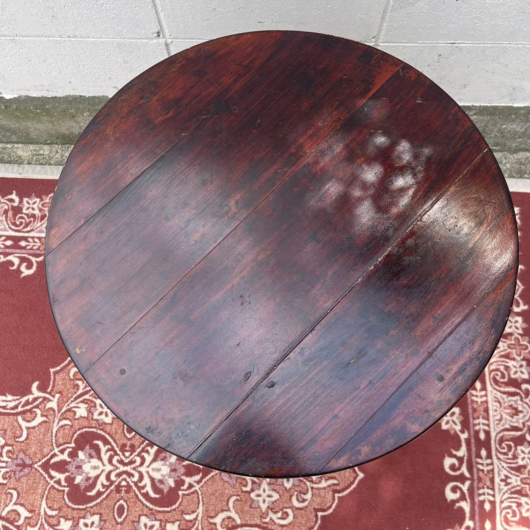 古家具ビンテージ品◾️木製無垢材 丸テーブル/ ラウンドテーブル 飾り台 花台