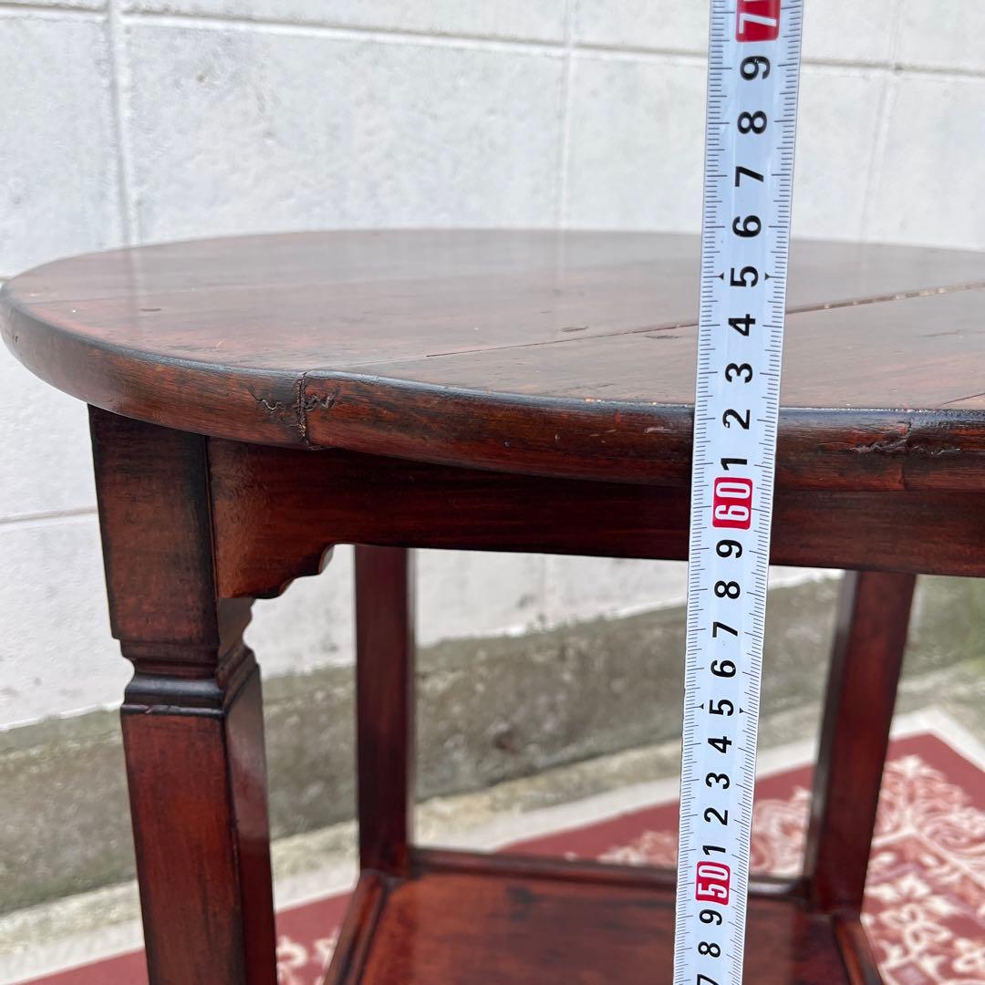 古家具ビンテージ品◾️木製無垢材 丸テーブル/ ラウンドテーブル 飾り台 花台