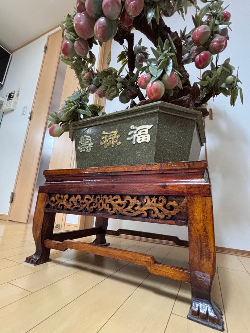 【引取限定】高さ159cm 中国美術　縁起物　福禄寿　ガラス細工木製台座です。