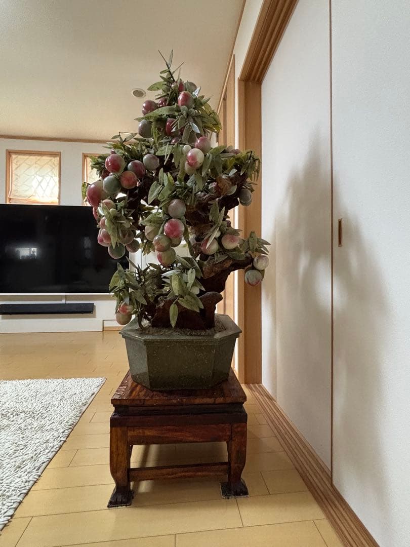 【引取限定】高さ159cm 中国美術　縁起物　福禄寿　ガラス細工木製台座です。