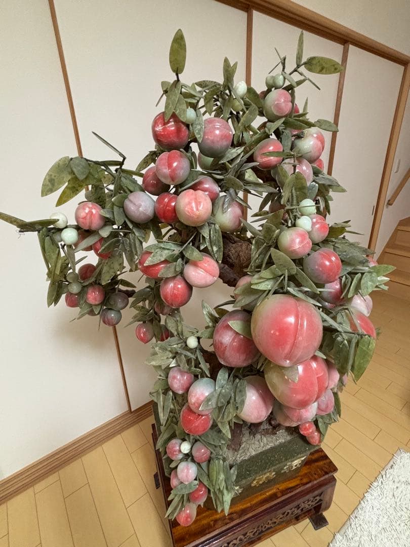 【引取限定】高さ159cm 中国美術　縁起物　福禄寿　ガラス細工木製台座です。