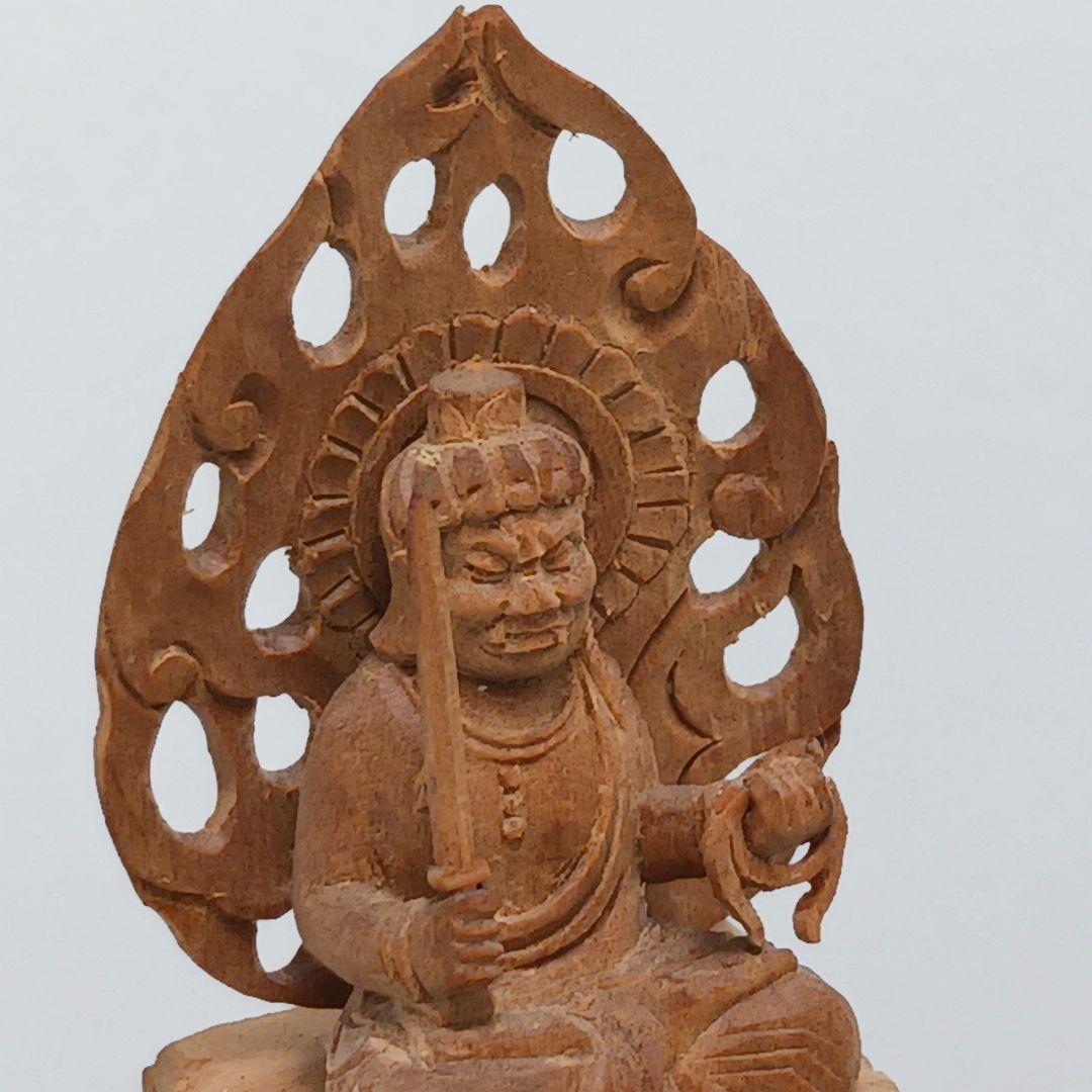 Y2293-26 仏教美術 木彫 不動明王 厨子 ミニチュア　I