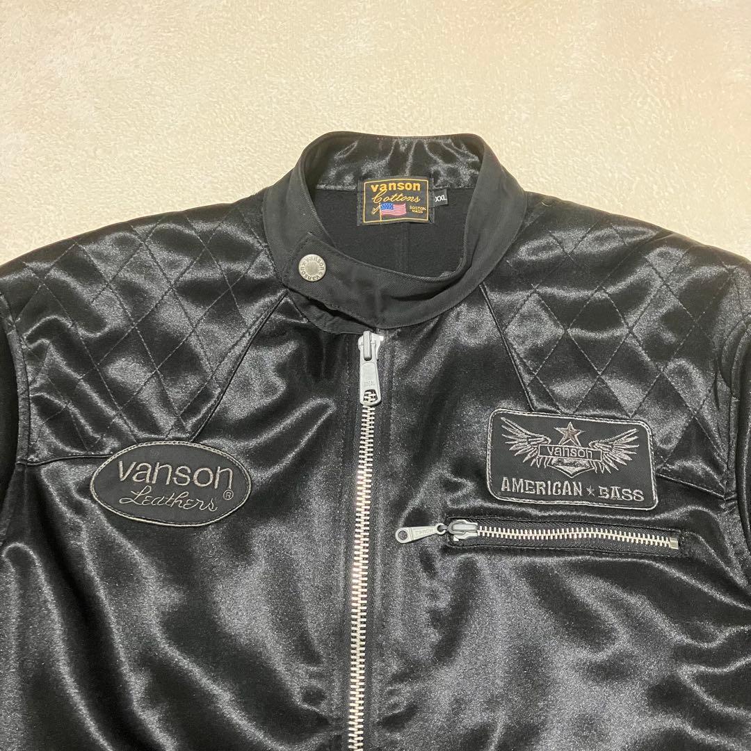 バンソン VANSON スカル刺繍 ボンディング ライダースジャケット XXL