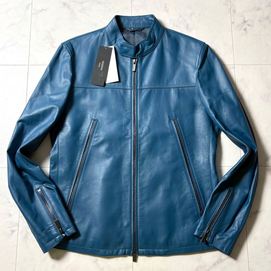 【未使用タグ付き】JOSEPH ラムレザー ライダースジャケット 46/M
