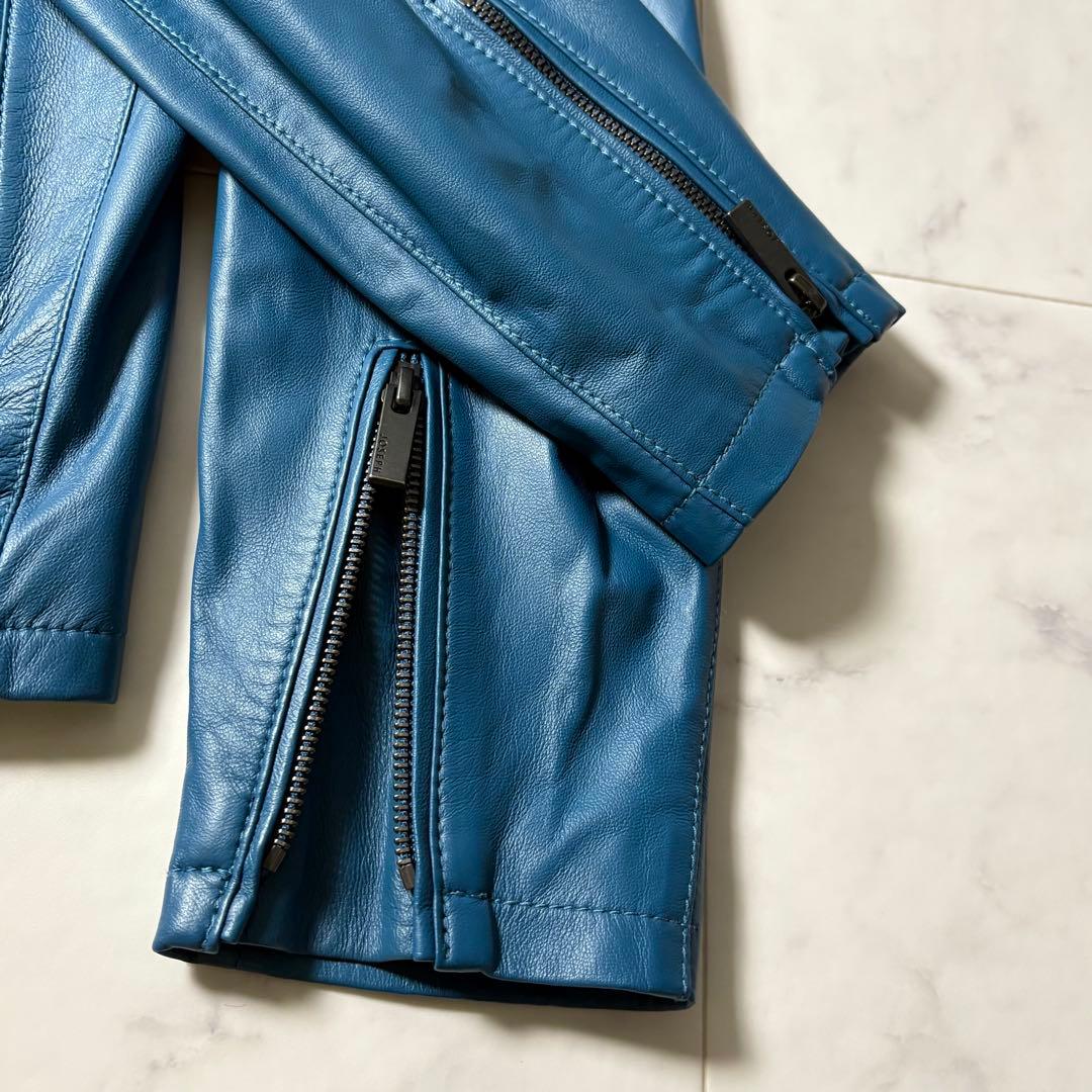 【未使用タグ付き】JOSEPH ラムレザー ライダースジャケット 46/M