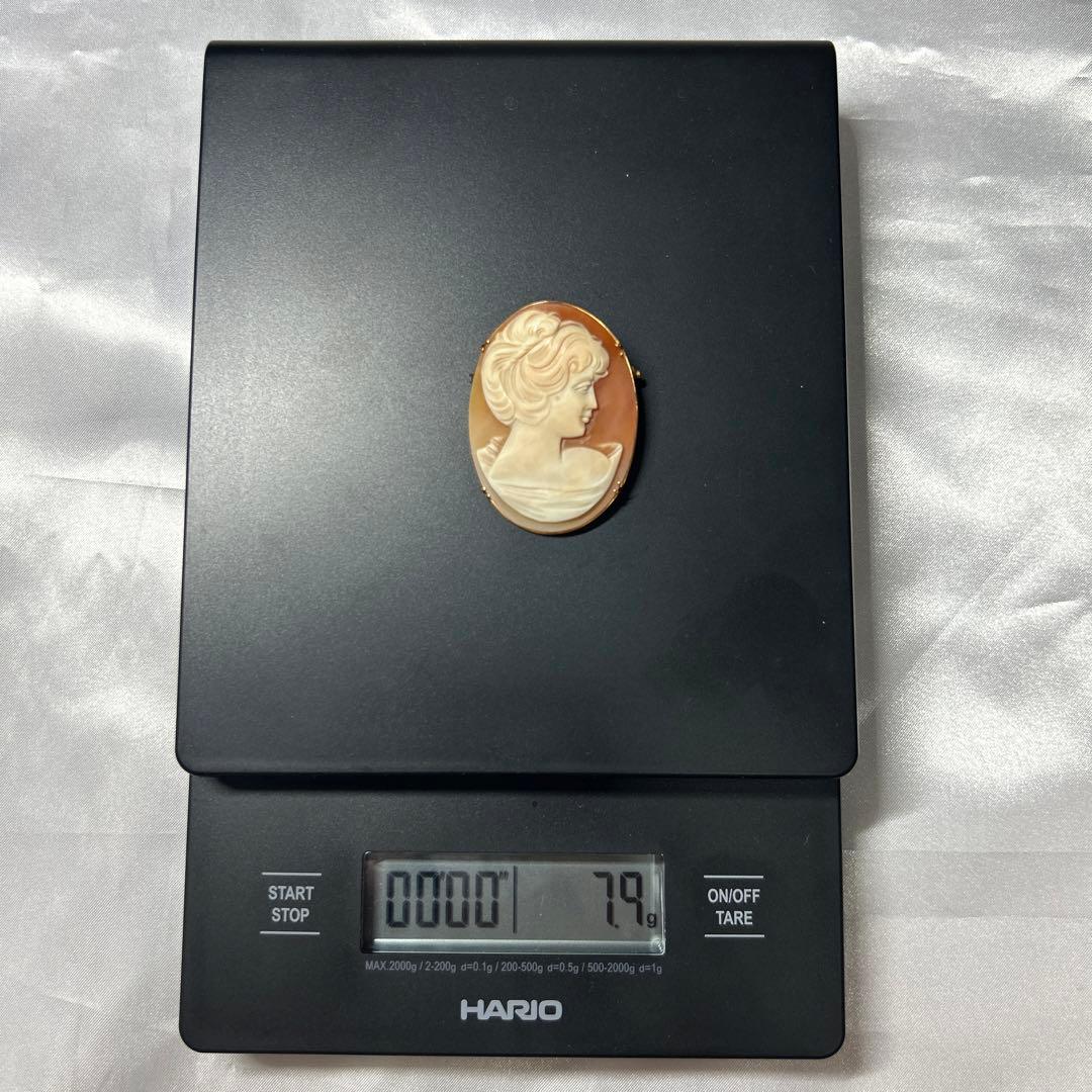 シェルカメオ K18 ブローチ ペンダントトップ 7.9ｇ