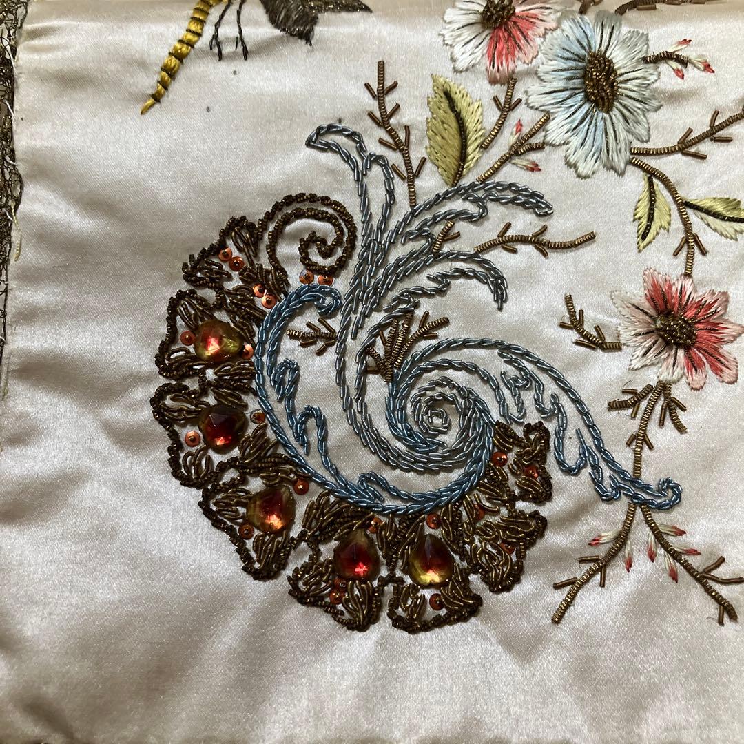 フランスアンティーク　刺繍　シルク　ケース
