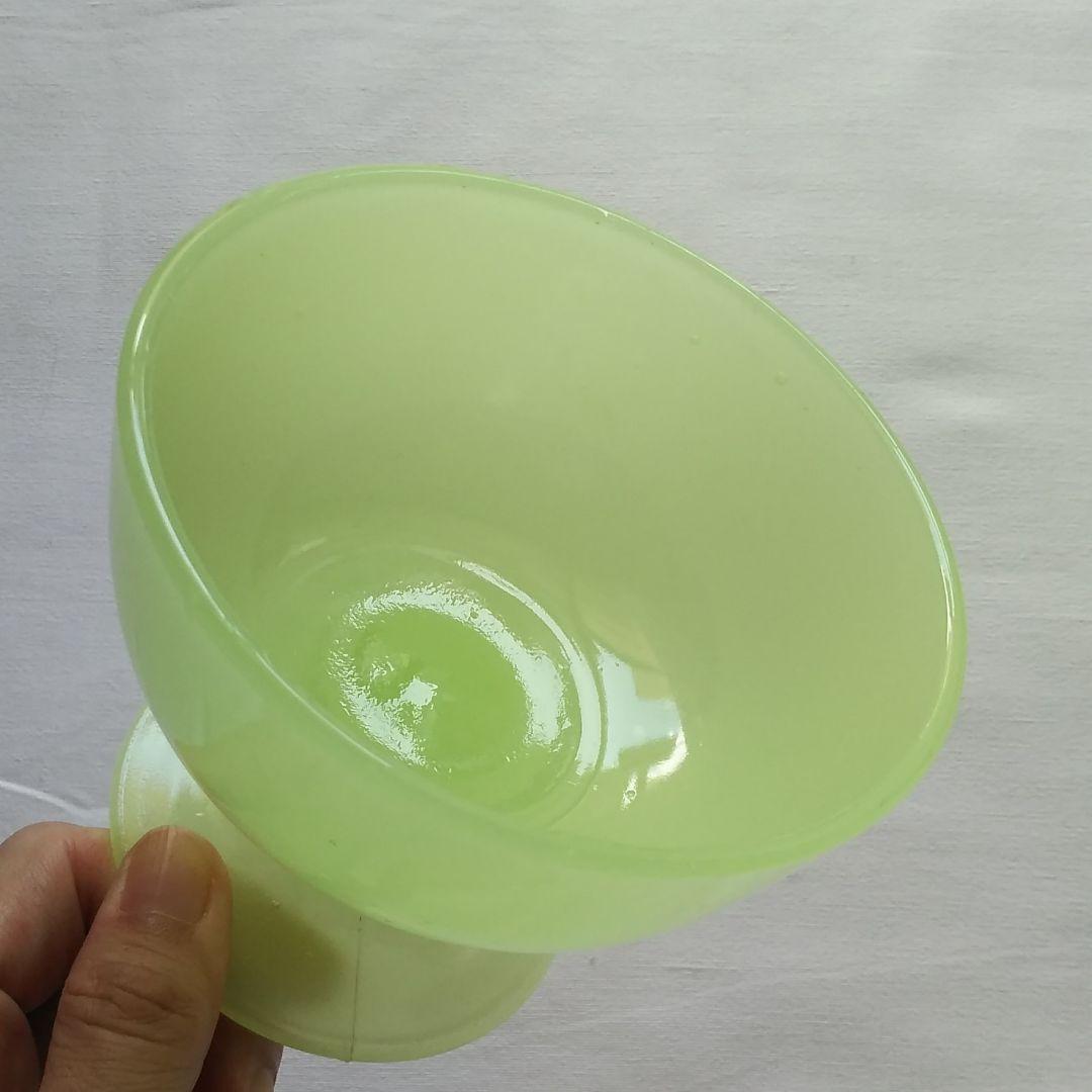 レモンイエローの氷コップ 2点【骨董 アンティーク ウランガラス】