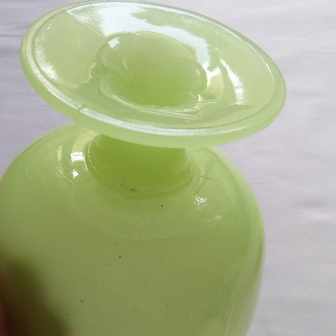 レモンイエローの氷コップ 2点【骨董 アンティーク ウランガラス】