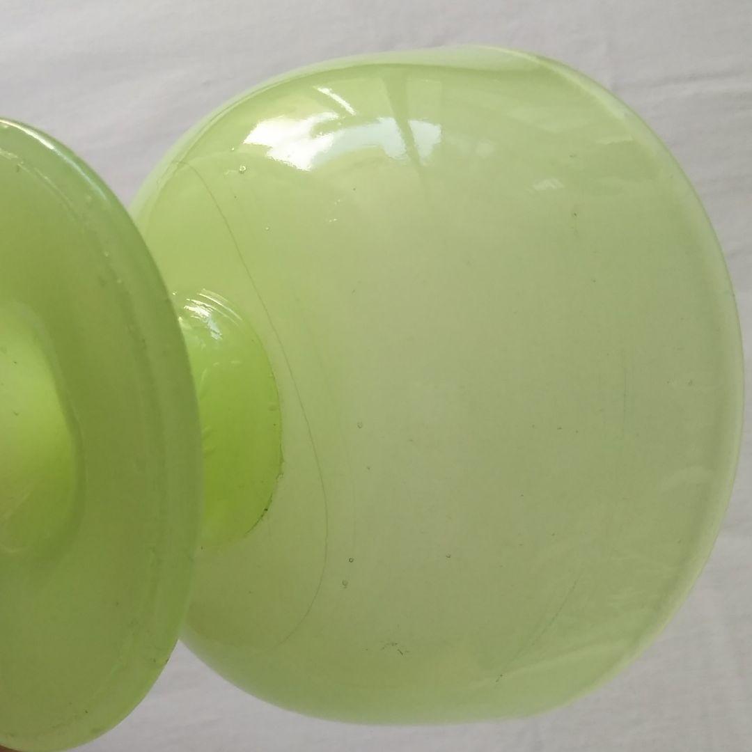 レモンイエローの氷コップ 2点【骨董 アンティーク ウランガラス】