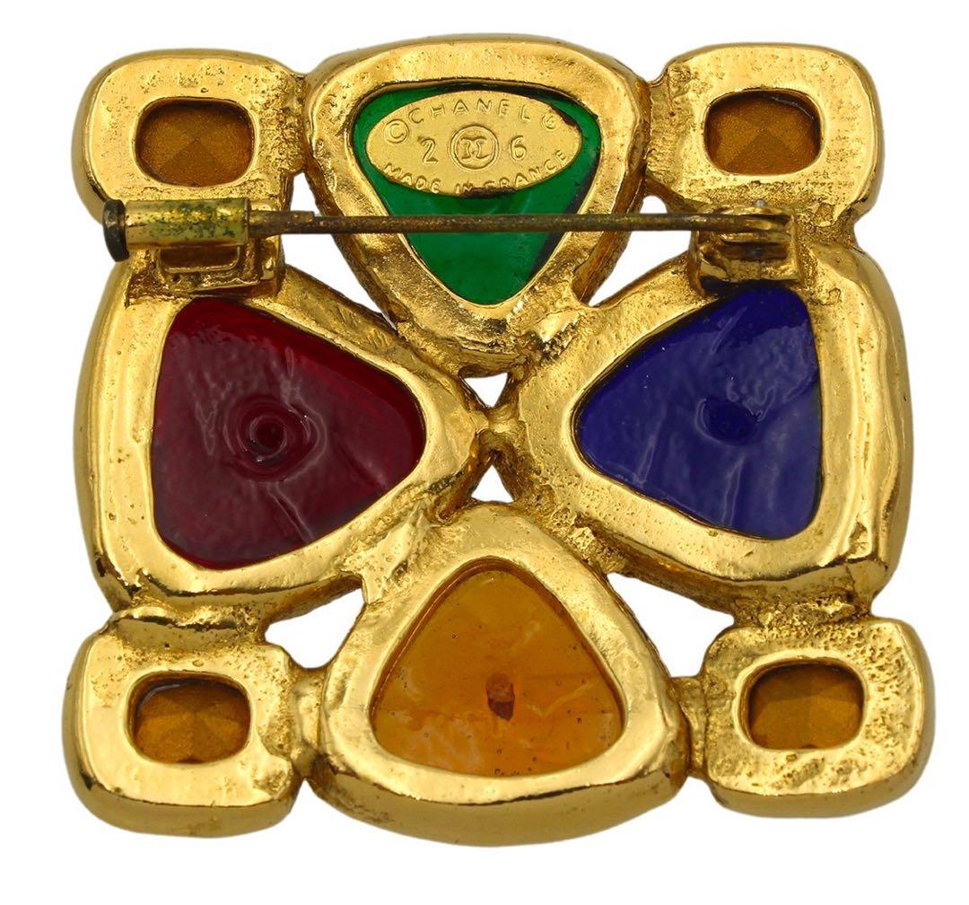 C2776 美品!! シャネル グリポアカラーストーン ブローチ