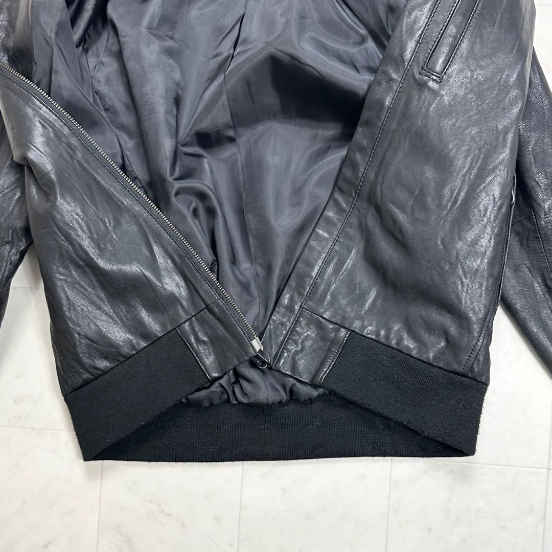 〈美品〉BACK NUMBER【M】フード付き レザーライダースジャケット 黒