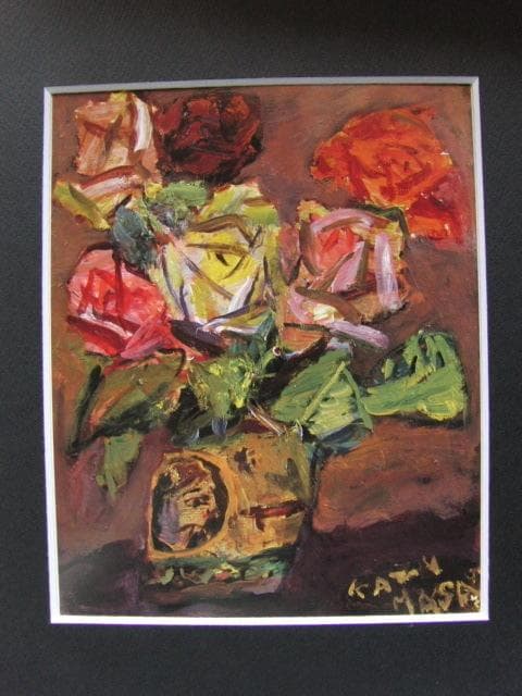 中川一政、「薔薇」、希少な額装用画集より、新品高級額装付