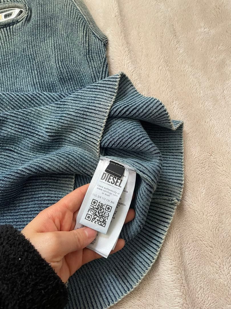 DIESEL グレー タンクトップ リブ編み