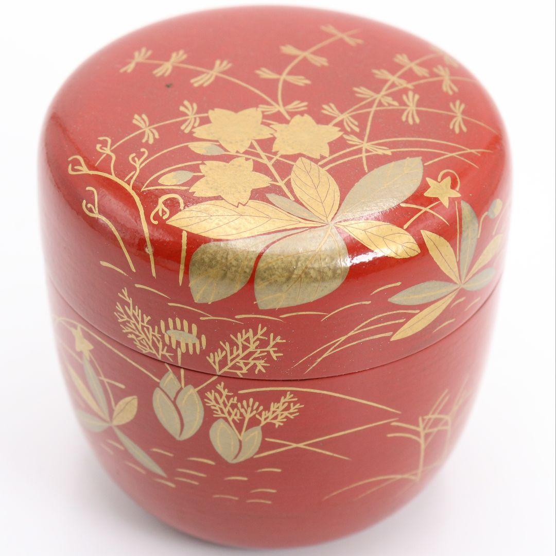 塗師 大端宗閑作 鵬雲斎好 春草蒔絵 一閑 大棗 茶道具 共箱　V935