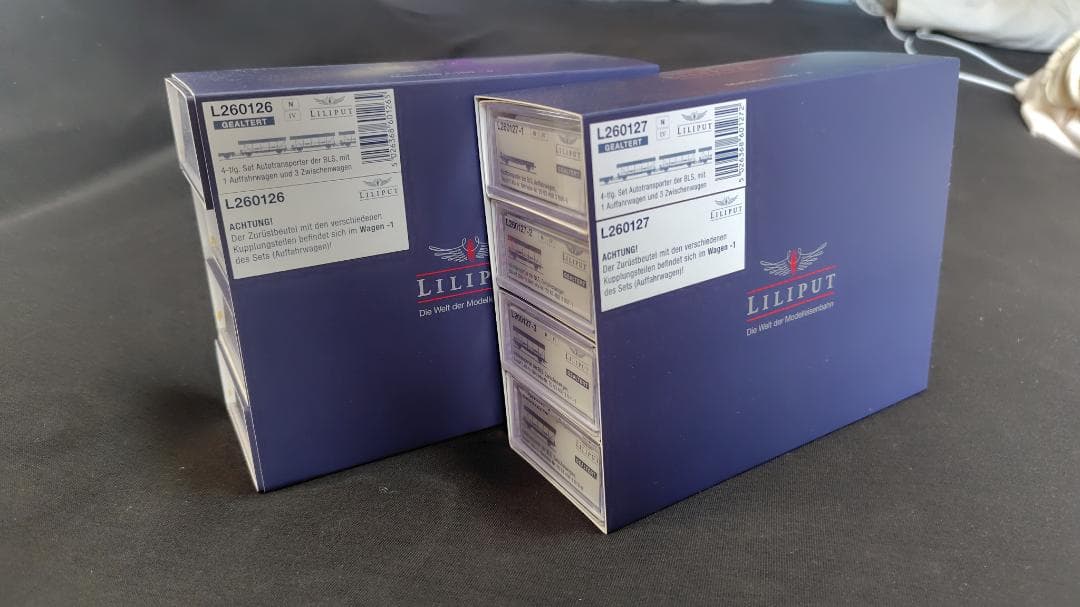 LILIPUT L260126 + L260127 Nゲージ鉄道模型車運車8両