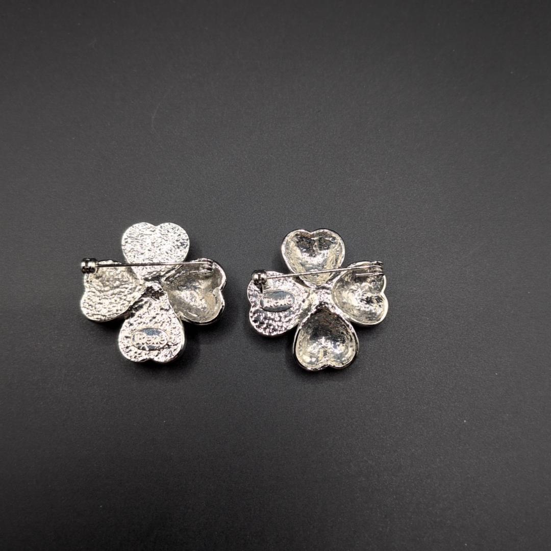ルネ Rene クローバー ラインストーン ビジュー 2点セット ブローチ