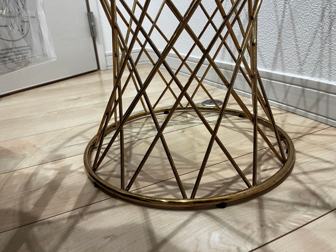 フランフラン　マーリアサイドテーブル　クリア×ゴールド φ500