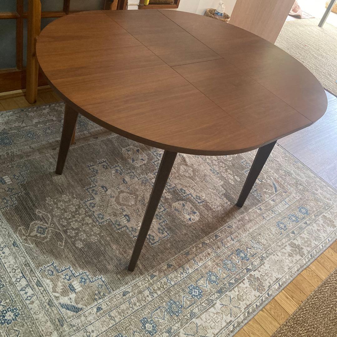 ミッドセンチュリー　エクステンションテーブル　楕円ラウンド90cm/ 120cm
