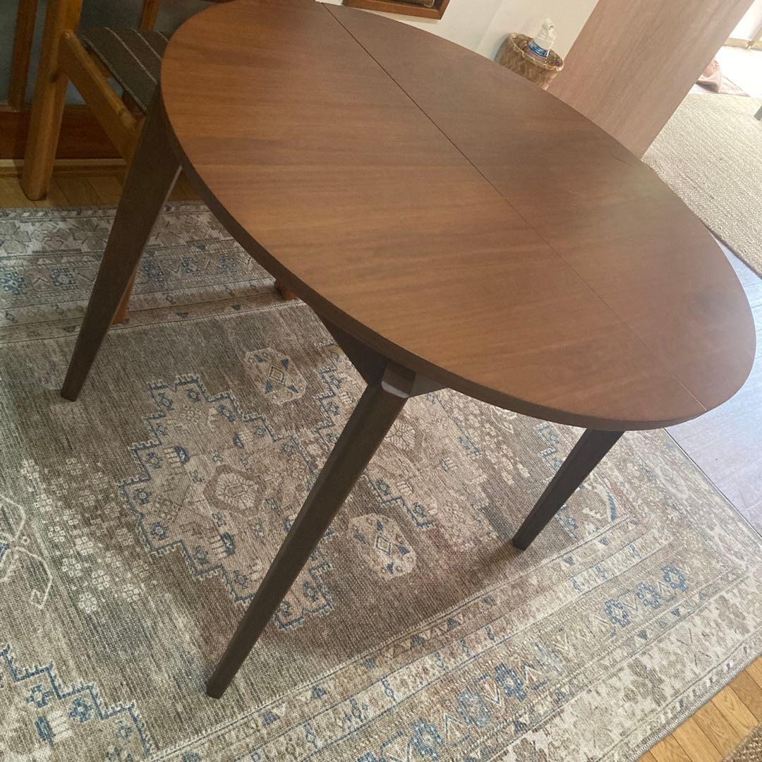 ミッドセンチュリー　エクステンションテーブル　楕円ラウンド90cm/ 120cm