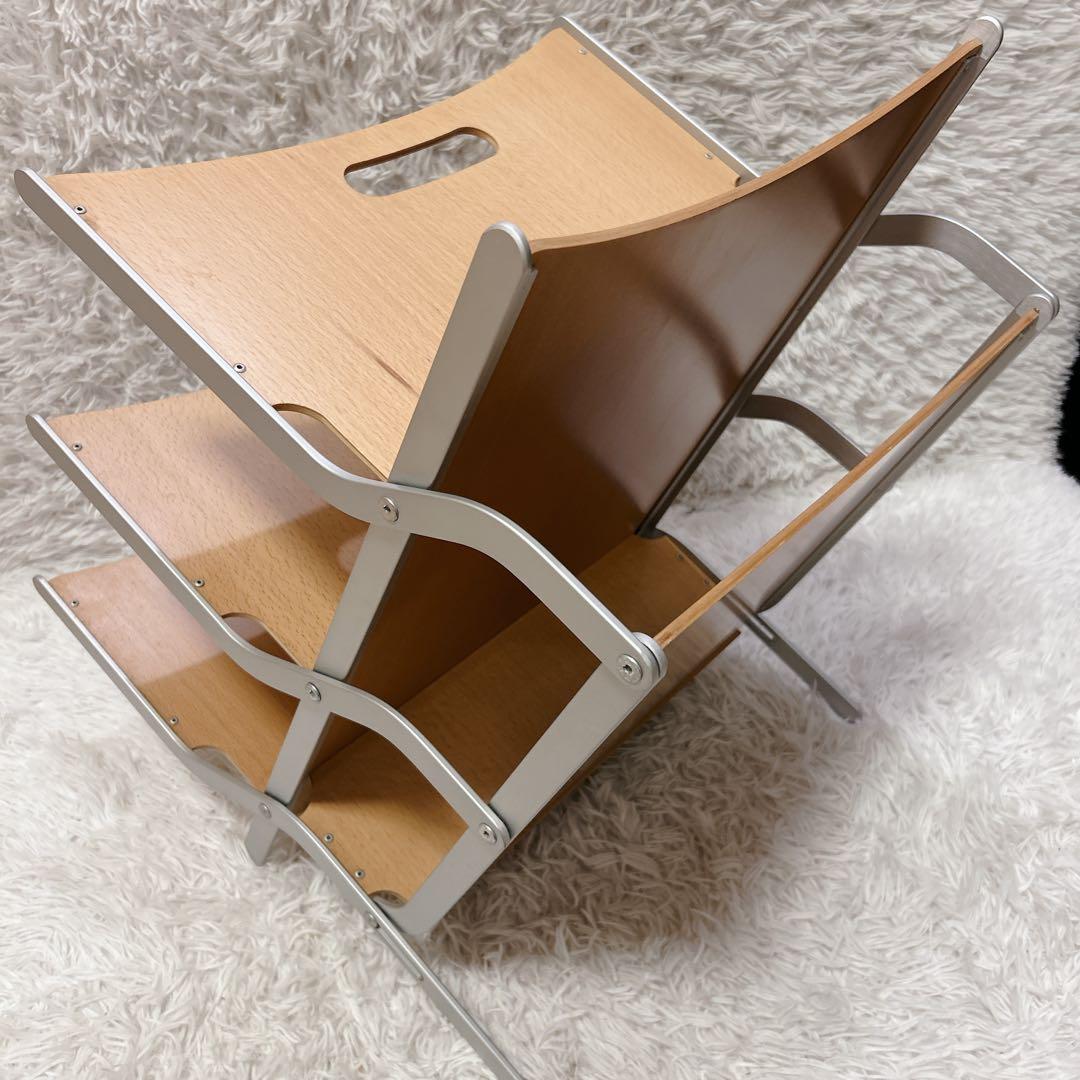 YCAMI イカミ 折りたたみ式 マガジンラック アルミ+ウッド
