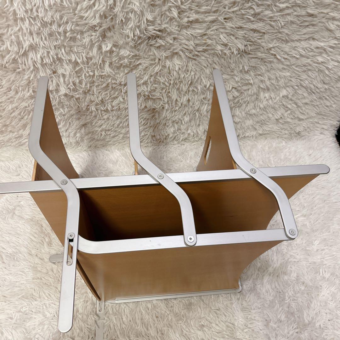 YCAMI イカミ 折りたたみ式 マガジンラック アルミ+ウッド