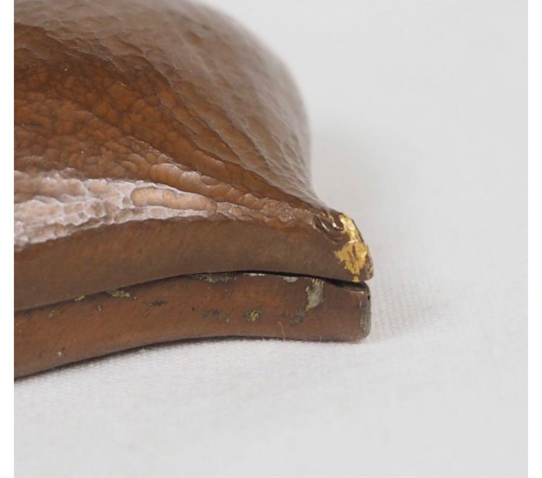 送料無料　時代物　『泰』銘　金象嵌　手打ち鎚目　銅製香合　★超希少★